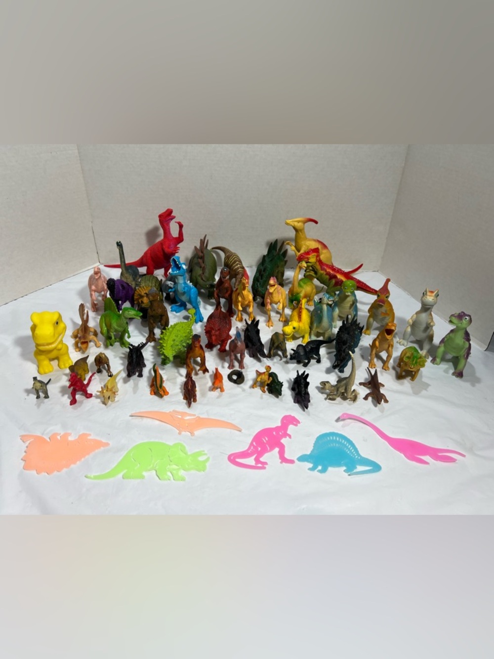 Large Mixed Lot Of 51 Dinosaurs And Wall Glow In The Dark Plastic Stickers